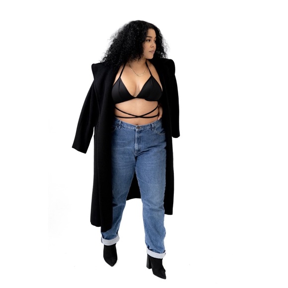 Full Length Black Wool Coat - Picture 2 of 4